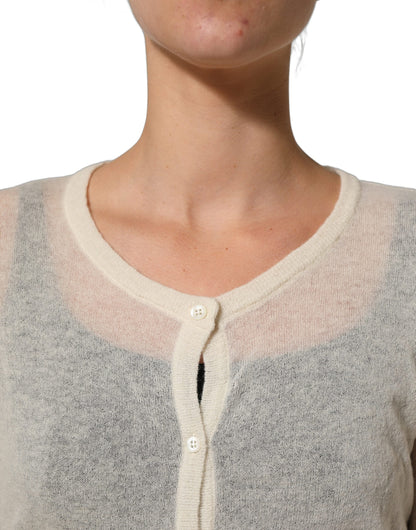 Ermanno Scervino Women's Crop Top Cropped Wool Cardigan - White