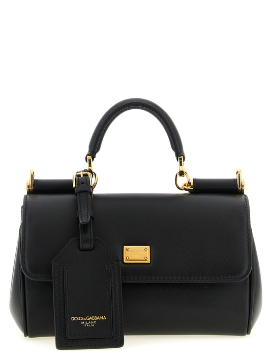 Mini Handbag by Dolce & Gabbana for women in bos taurus calf suede leather black presents a ornamental silhouette, showcasing a secure , ample , and versatile shoulder-strap & adjustable-strap for a ornamental finish.
