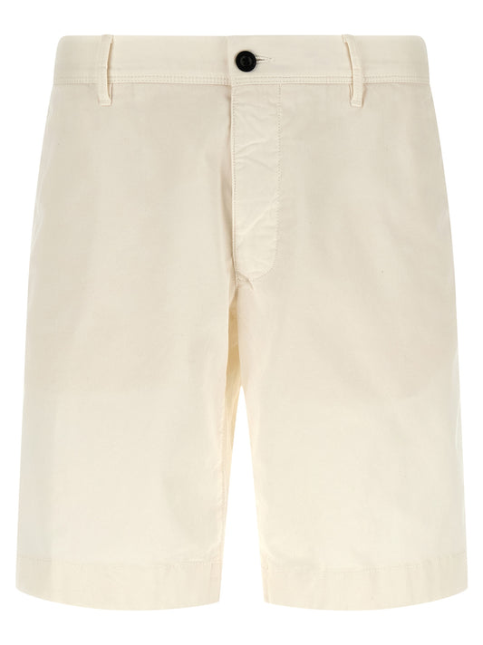 Bermuda Shorts by Incotex for men in stretch cotton white features an nuanced silhouette, showcasing a nuanced with a short cut and for a sophisticated, premium finish.