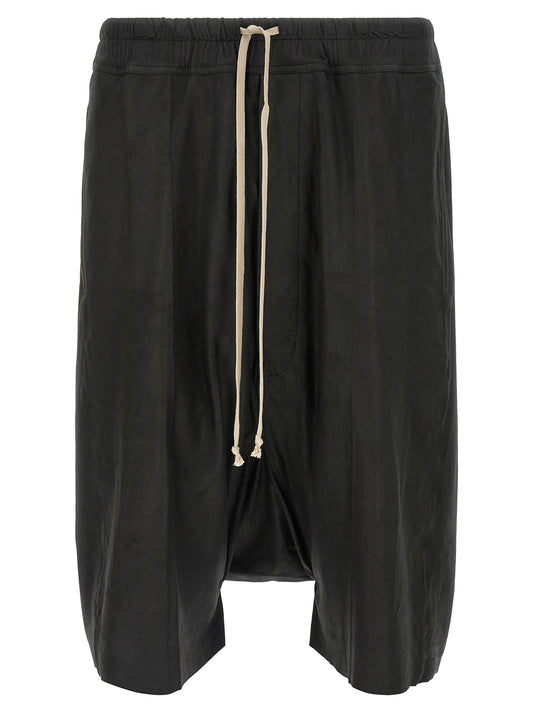 Bermuda Shorts by Rick Owens for men in lamb leather black features an tailored silhouette, showcasing a tailored with a short and for a sophisticated look.
