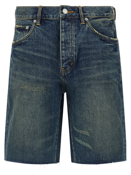 PURPLE Men's Wide Cotton Bermuda Shorts - Blue Purple