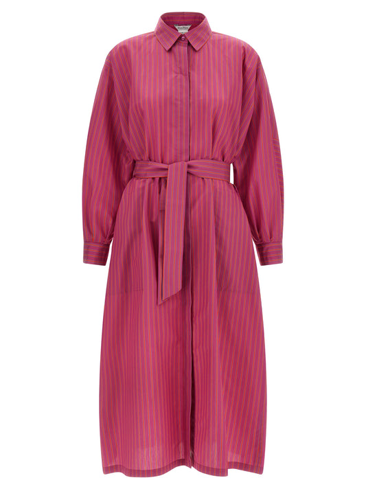 Dress by Max Mara for women in cotton & silk purple & striped features an cute silhouette, detailed with a and that elegantly flows into a cute long.