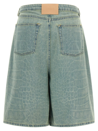 NUDE Blue Cotton Bermuda Shorts