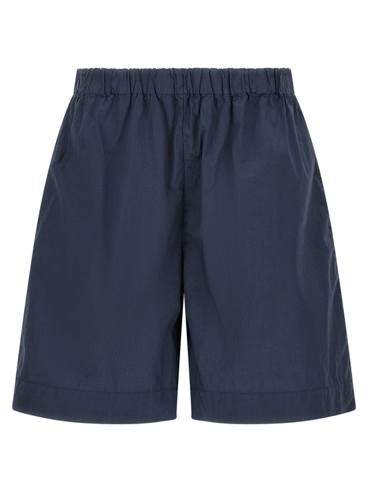 Bermuda Shorts by XACUS for women in cotton blue features a sartorial silhouette, showcasing a sartorial and short with a sophisticated for a sartorial look.