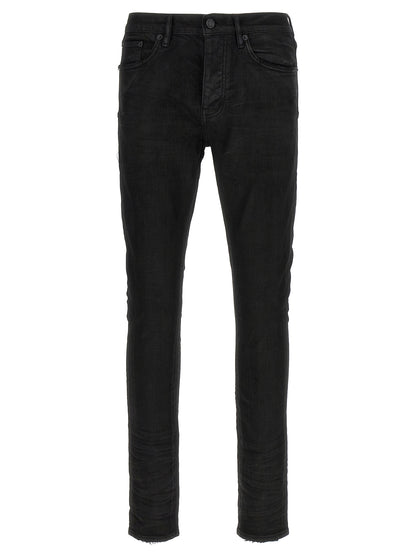 PURPLE Black Cotton Tapered Jeans