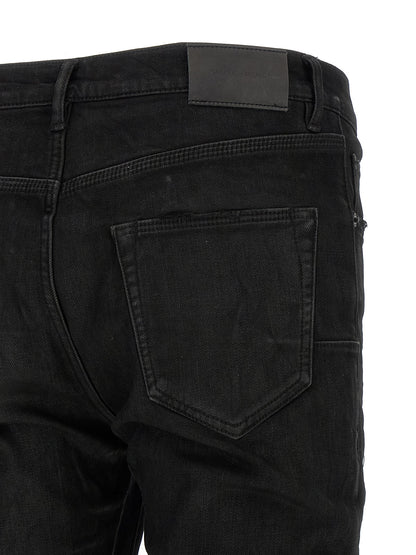 PURPLE Black Cotton Tapered Jeans