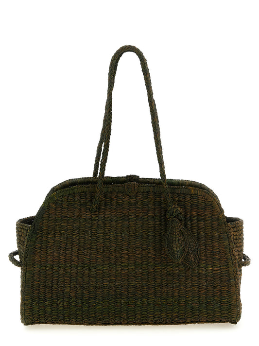 Bowling Tote Bag by Jacquemus for women in polyester polyurethane python leather bicolour, green & natural features an jet-set-ready silhouette, showcasing the Le Turismo Polyester Polyurethane Python Leather Bowling Tote Bag design with a secure , ample , and versatile handle.