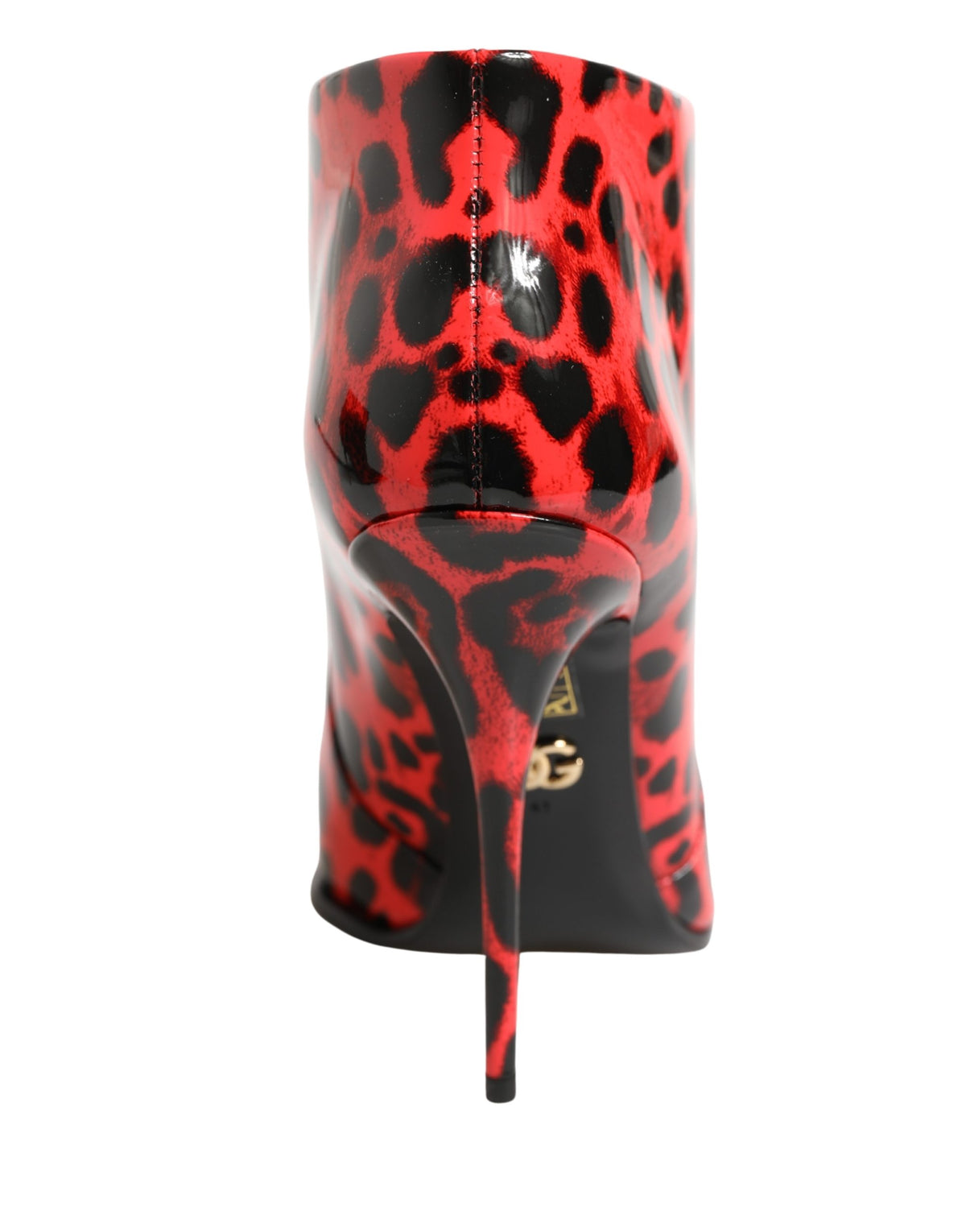 Dolce & Gabbana Women's Patent Calf & Goat Leather High-Heel Ankle Boots - Black Red Leopard Print Print