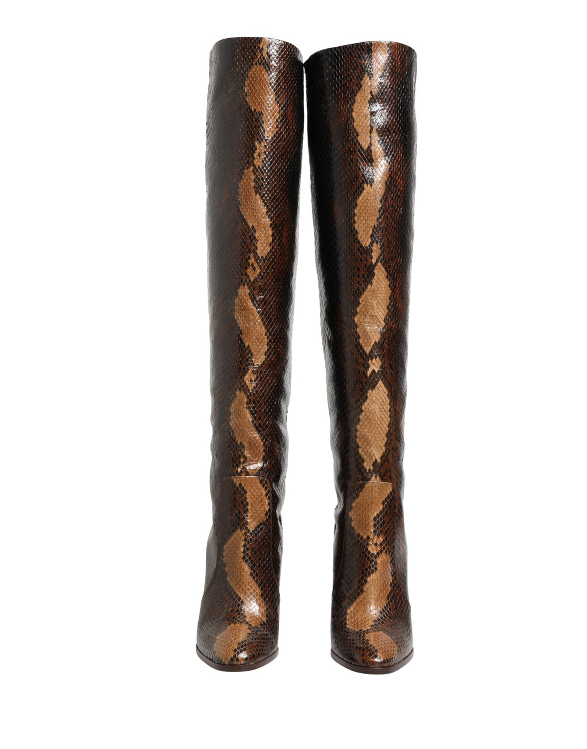 Dolce & Gabbana Women's Python & Goat Leather High-Heel High Knee-High Boots - Brown