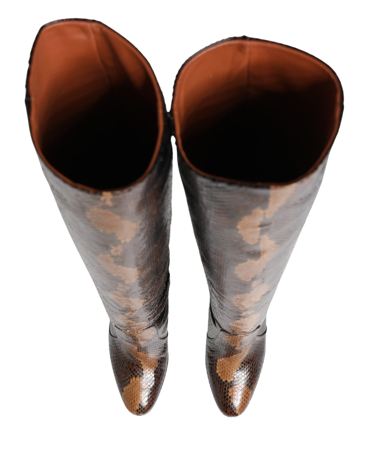 Dolce & Gabbana Women's Python & Goat Leather High-Heel High Knee-High Boots - Brown