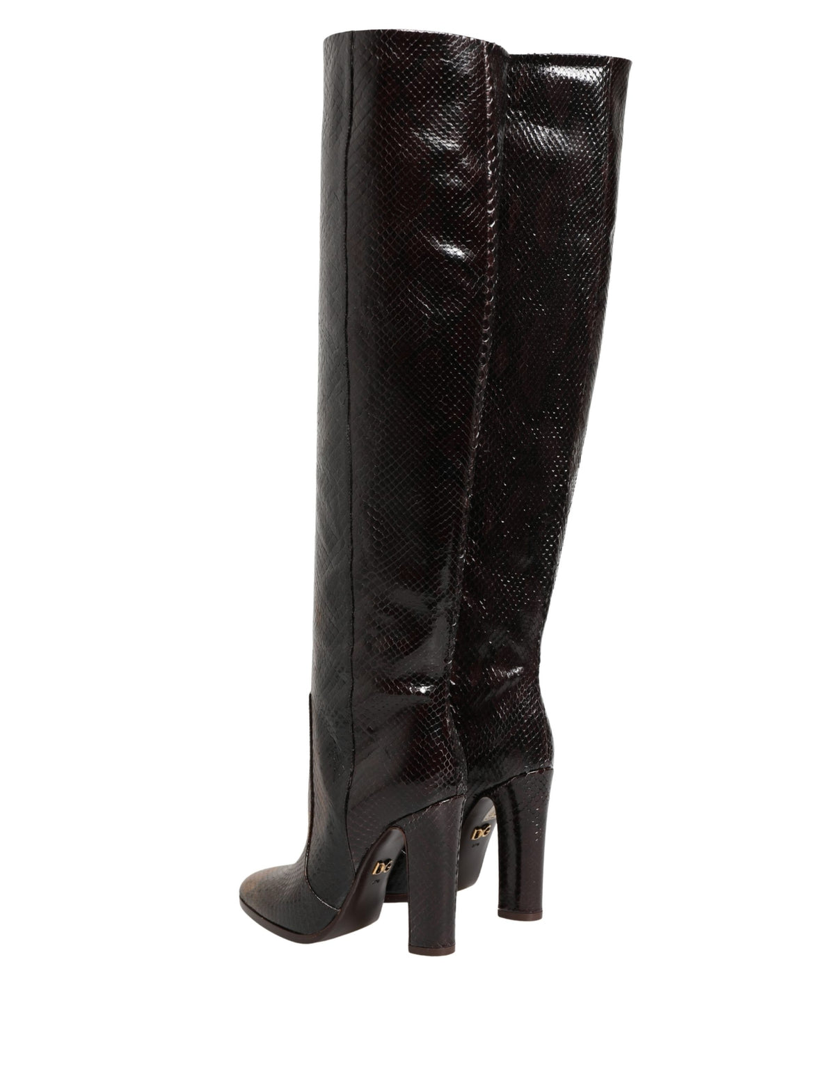 Dolce & Gabbana Women's Python & Goat Leather High-Heel High Knee-High Boots - Brown