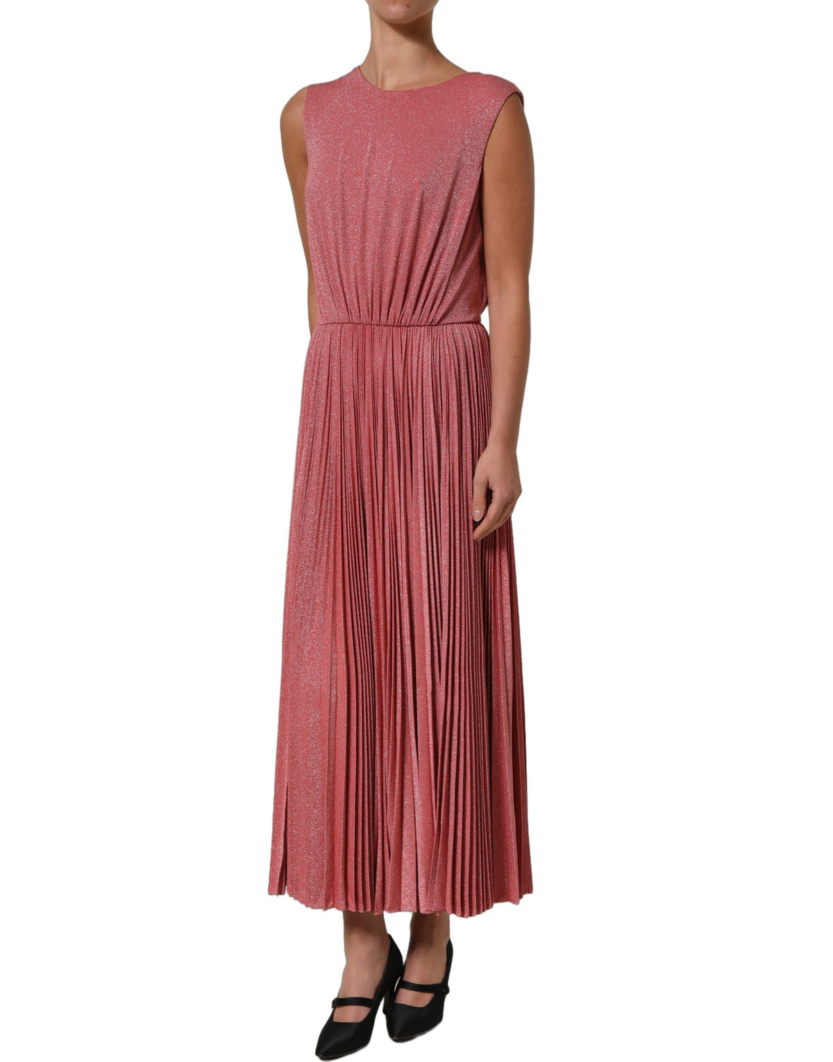 Dolce & Gabbana Women's Sleeveless Elastane Nylon Polyester & Viscose Maxi Midi Long Dress - Coral Pink