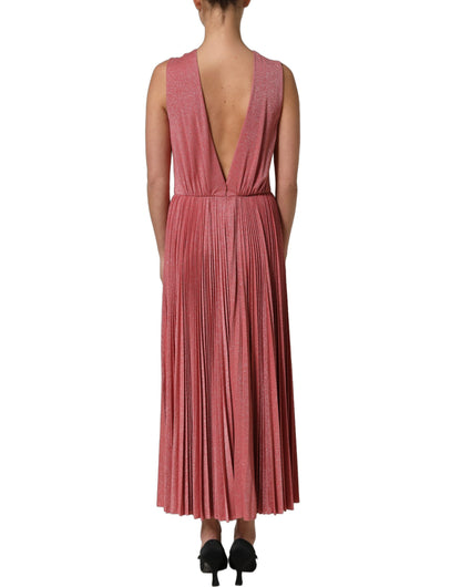 Dolce & Gabbana Women's Sleeveless Elastane Nylon Polyester & Viscose Maxi Midi Long Dress - Coral Pink