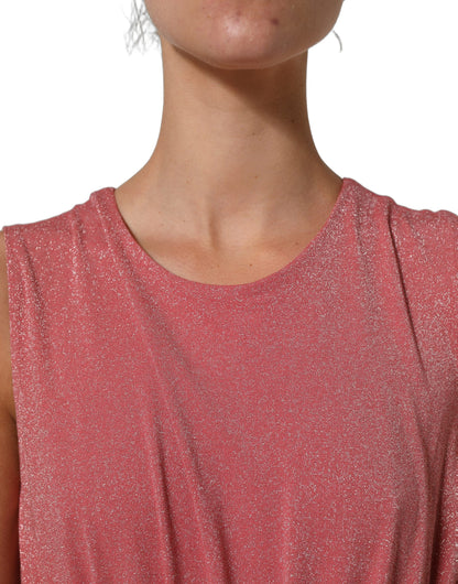 Dolce & Gabbana Women's Sleeveless Elastane Nylon Polyester & Viscose Maxi Midi Long Dress - Coral Pink