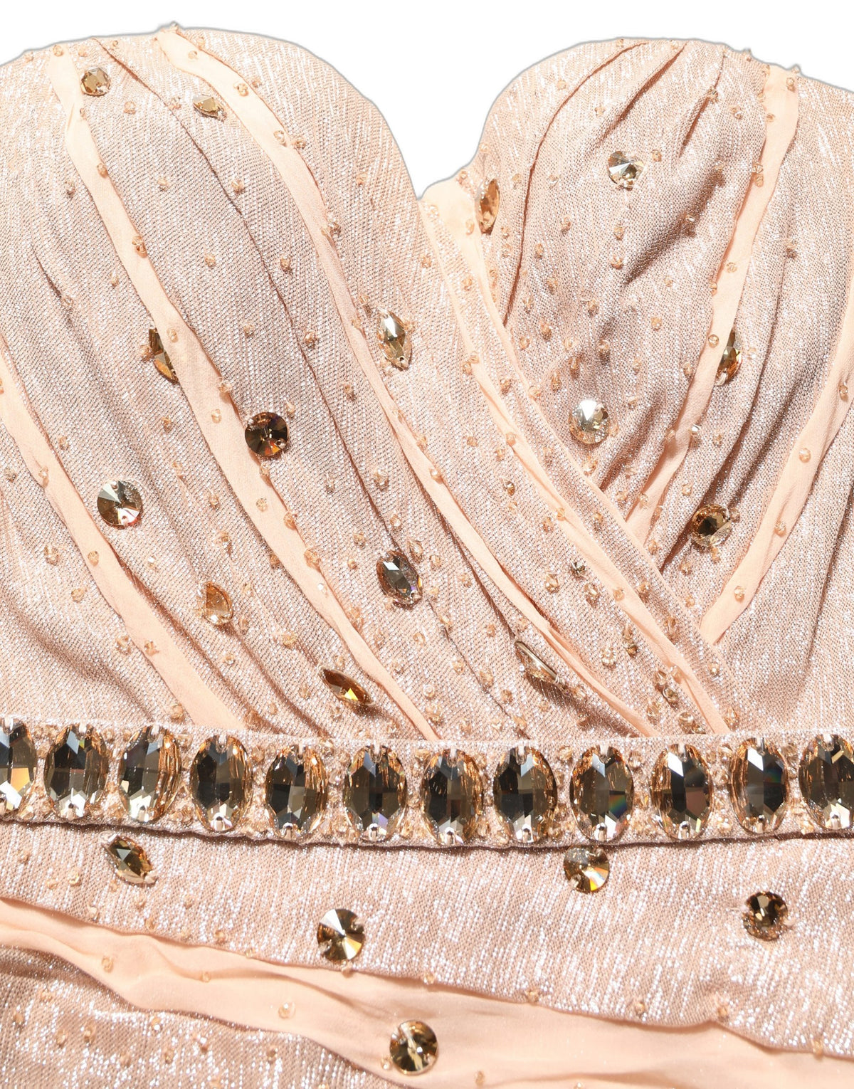 Dolce & Gabbana Women's Gown Sleeveless; Strapless Sweetheart Neck Silk & Metallized Fiber Long Dress - Nude