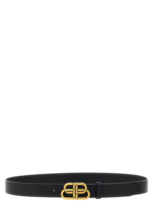 Belt by Balenciaga for men in bos taurus calfskin leather black & gold features a versatile silhouette, artfully showcasing the versatile design of the Bos Taurus Calfskin Leather Belt for a sophisticated, premium finish.