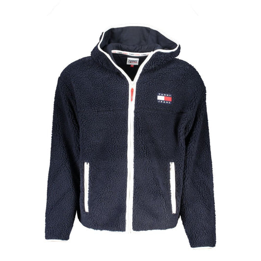 Hooded Jacket by Tommy Hilfiger for men in polyester blue features an utilitarian silhouette with a refined hooded neckline, showcasing sophisticated pockets, hooded & windproof for an utilitarian aesthetic.