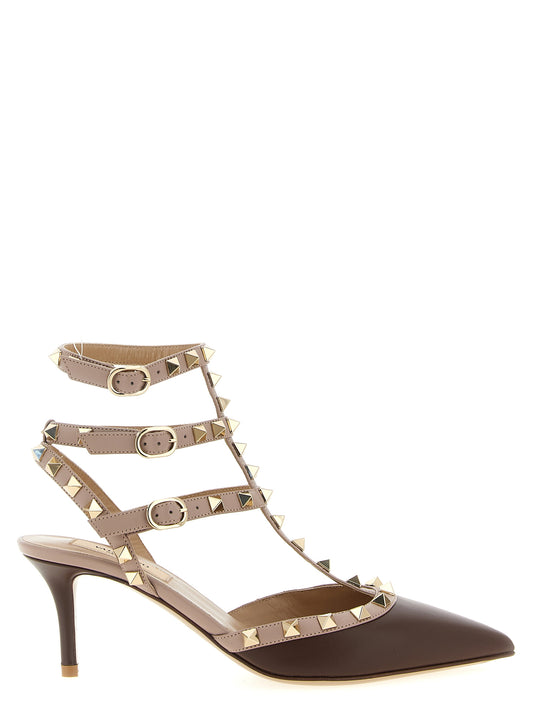 Mid-Heel Pumps Heels by Valentino Garavani for women in lamb leather multicolor features an effortlessly chic silhouette from the Rockstud Women's Lamb Leather Mid-Heel Pumps Heels collection, showcasing a mid-heel and effortlessly chic pointed toe style for a effortlessly chic look.