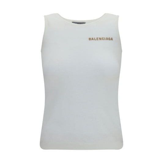 Balenciaga White Cotton Tank Tops