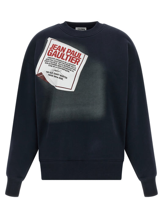 Activewear Sweatshirt by Jean Paul Gaultier for women in organic cotton gradient, blue & print presents a sporty silhouette, showcasing a sophisticated crew neckline and long-sleeve detailed with premium for a sporty finish.