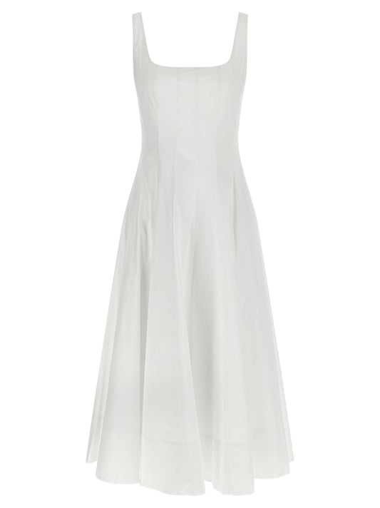 Staud White Cotton Midi Dress