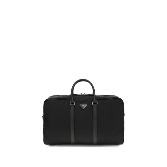 Travel Duffel Bag by Prada for men in leather & metal black & signature features an refined Leather & Metal Travel Duffel Bag design with a secure zipper, refined , and versatile shoulder-strap, adjustable-strap & handle for a refined finish.