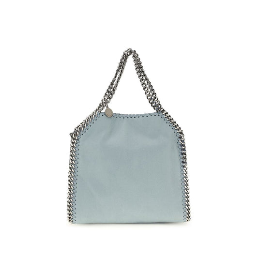 Mini Flap Handbag by Stella McCartney for women in polyester blue & silver features a ornamental silhouette, showcasing a secure flap & magnetic, ample , and ornamental shoulder-strap & handle for a sophisticated look.