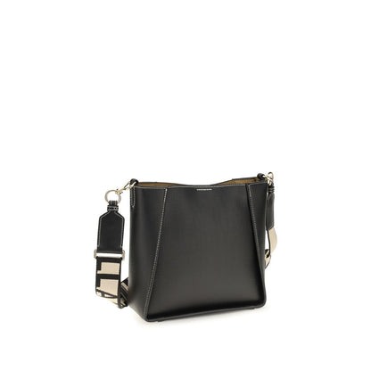 Mini Shoulder Bag by Stella McCartney for women in polyethylene & polyurethane black & jacquard presents a statuesque silhouette, showcasing a secure magnetic & button and statuesque with versatile shoulder-strap for a sophisticated look.