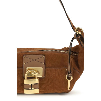 Micro Shoulder Bag by Chloé for women in bos taurus calf nappa leather brown, gold & signature features a stately silhouette, showcasing a secure zipper & buckle, ample external-pockets, and stately shoulder-strap & adjustable-strap for a stately finish.