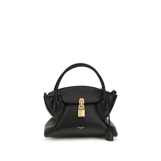 Small Crossbody Handbag by Balmain for women in bos taurus calf leather black & gold features an refined silhouette, showcasing a secure , ample , and versatile crossbody-strap, shoulder-strap, adjustable-strap & handle for a sophisticated refined aesthetic.