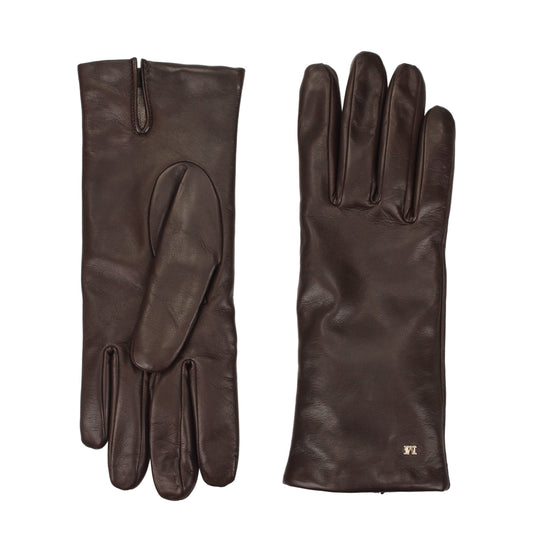Gloves by Max Mara for women in leather brown presents a distinguished silhouette, artfully detailed with distinguished and a refined gloves for a premium, sophisticated look.
