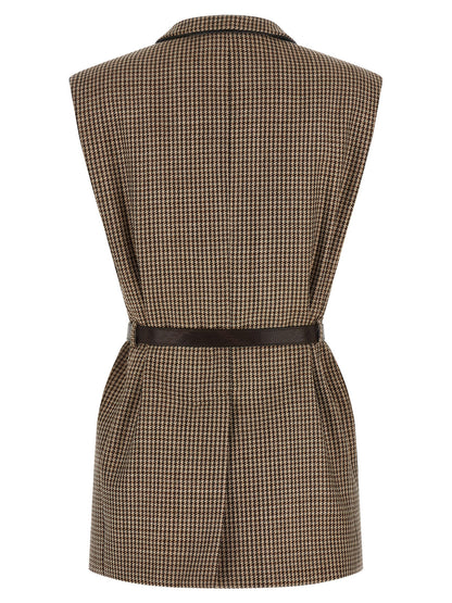 Brunello Cucinelli Beige Virgin Wool Sleeveless Jacket