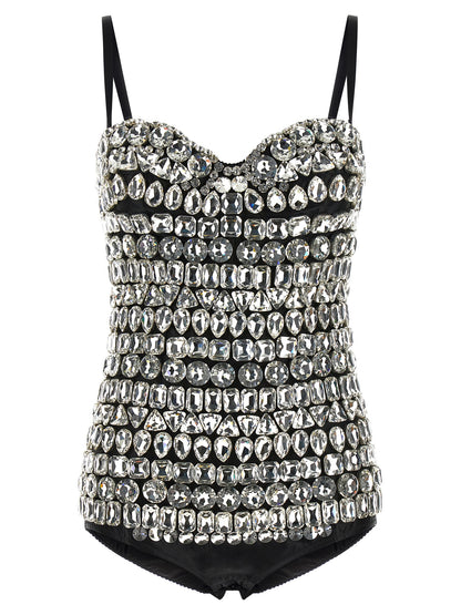 Dolce & Gabbana Silver Polyamide Bodysuit