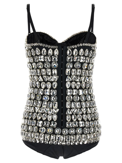 Dolce & Gabbana Silver Polyamide Bodysuit