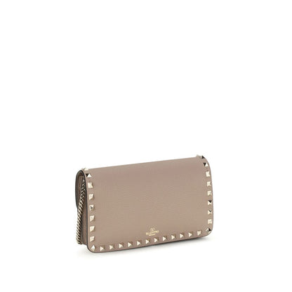 Cardholder Wallet by Valentino Garavani for women in bos taurus calf leather multicolor features a streamlined silhouette, showcasing the streamlined Rockstud Bos Taurus Calf Leather Cardholder Wallet design with sophisticated card-organization chain for a premium look.