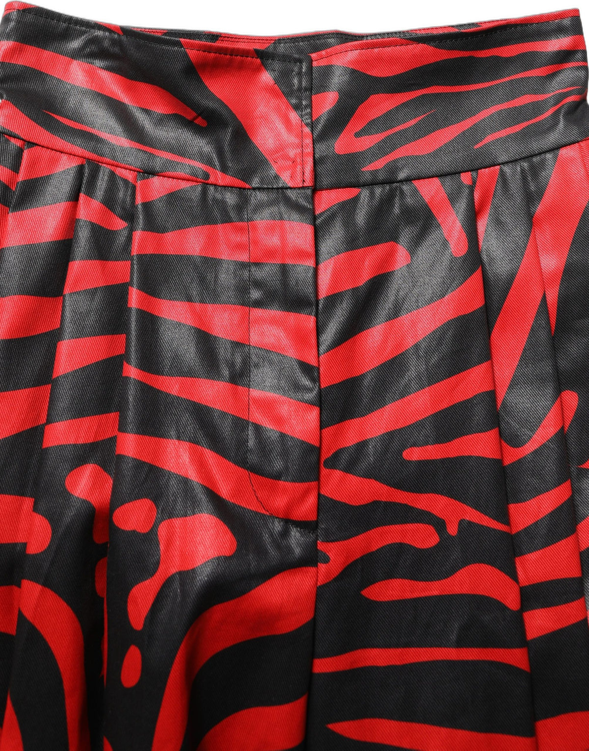Dolce & Gabbana 9 To 5 Women's Tapered Leg High Rise Stretch Cotton Chinos Pants - Black Red Zebra Print