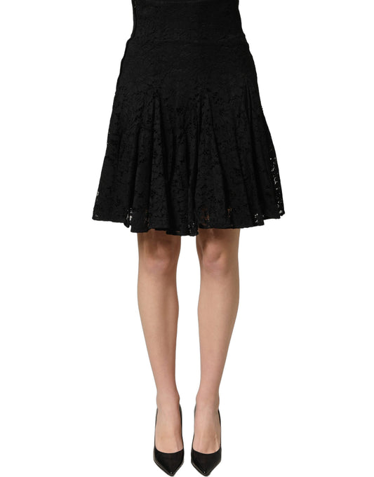 Dolce & Gabbana Women's Wrap A Line High Rise Cotton Silk Viscose & Lace Mini Skirt - Black Floral