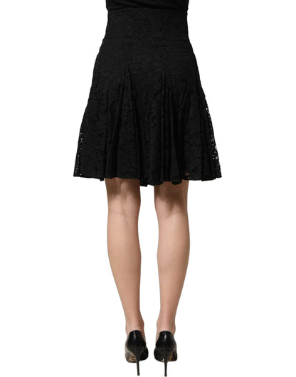 Dolce & Gabbana Women's Wrap A Line High Rise Cotton Silk Viscose & Lace Mini Skirt - Black Floral
