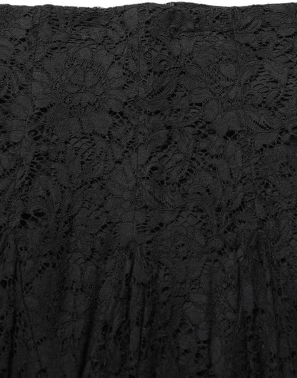 Dolce & Gabbana Women's Wrap A Line High Rise Cotton Silk Viscose & Lace Mini Skirt - Black Floral