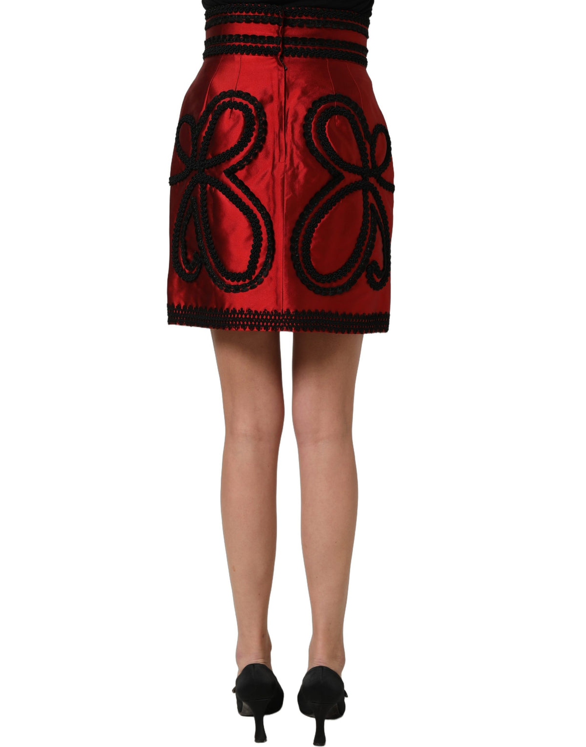 Dolce & Gabbana Women's Wrap A Line High Rise Silk Viscose Cotton & Polyester Mini Skirt - Black Red