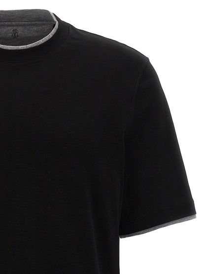 Brunello Cucinelli Black Cotton T-Shirt