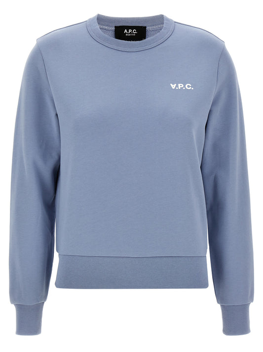 Activewear Sweatshirt by A.P.C. for women in organic cotton velvet light-blue features an contemporary silhouette with , refined long-sleeve detailing, and an contemporary crew neckline for a sophisticated performance look.