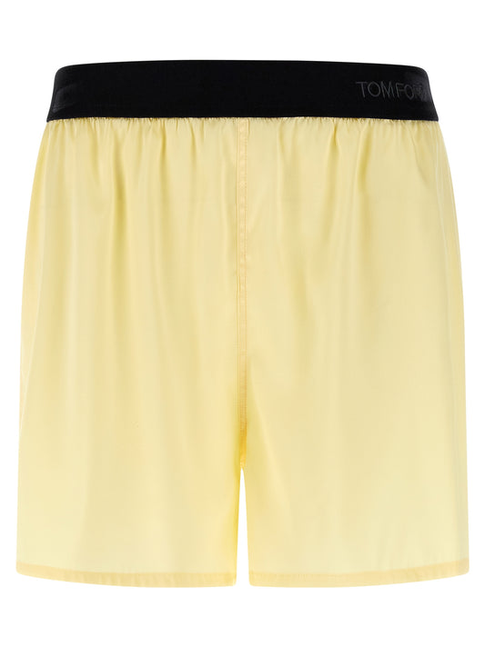 Bermuda Shorts by Tom Ford for women in satin silk velvet bicolour & yellow features an nuanced silhouette, showcasing a nuanced with a short cut and for a sophisticated, premium finish.