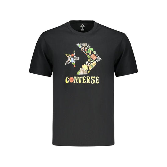 T-Shirt by Converse for men in cotton black & print features a plush silhouette, showcasing a sophisticated crew neckline and for a truly plush finish.