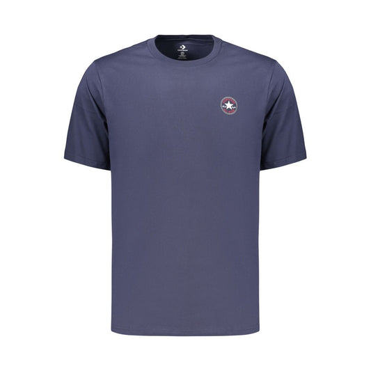 T-Shirt by Converse for men in cotton blue & print features a plush silhouette, showcasing a sophisticated crew neckline and for a truly plush finish.