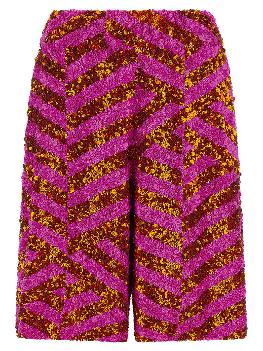 Bermuda Shorts by Dries Van Noten for women in viscose & sequins multicolor features an tailored silhouette, showcasing a tailored wide with a short and for a sophisticated look.