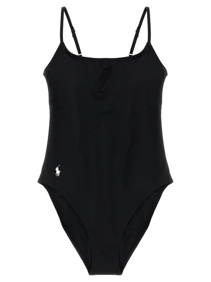 Polo Ralph Lauren Black Nylon One-Piece Swimsuit