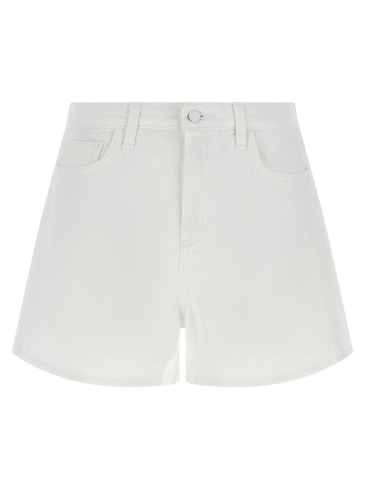 Denim Shorts by L'Agence for women in denim cotton white features an utilitarian chic flared with a short and high rise, creating a utilitarian chic silhouette perfect for elevated casual styling.