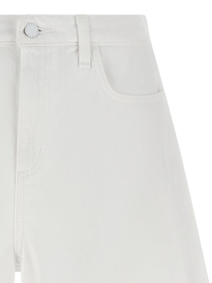 L'Agence White Cotton Bermuda Shorts