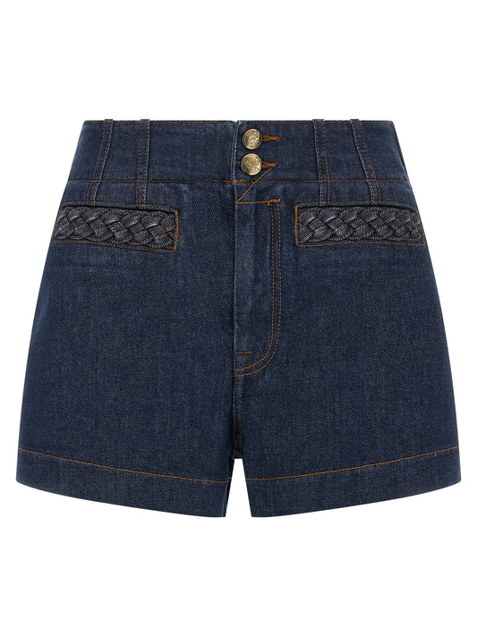 Zimmermann Women's High Rise Stretch Denim Cotton Shorts - Blue